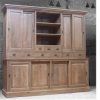blank teak vitrinekast paneel schuifdeuren open vakken veel bergruimte