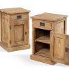 blank teak nachtkastjes met deurtje en laatje