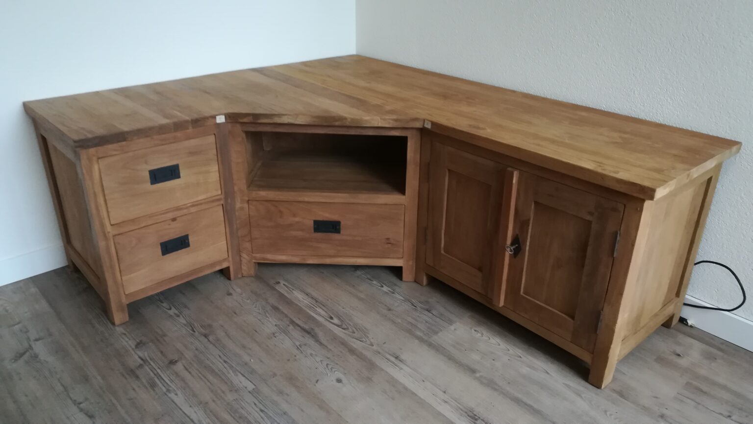 Hoek-tv-meubel met 2 planken voor woonkamer, kantoor ext. modern design