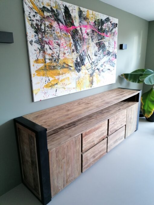 Robuust teak dressoir 250cm - Afbeelding 3