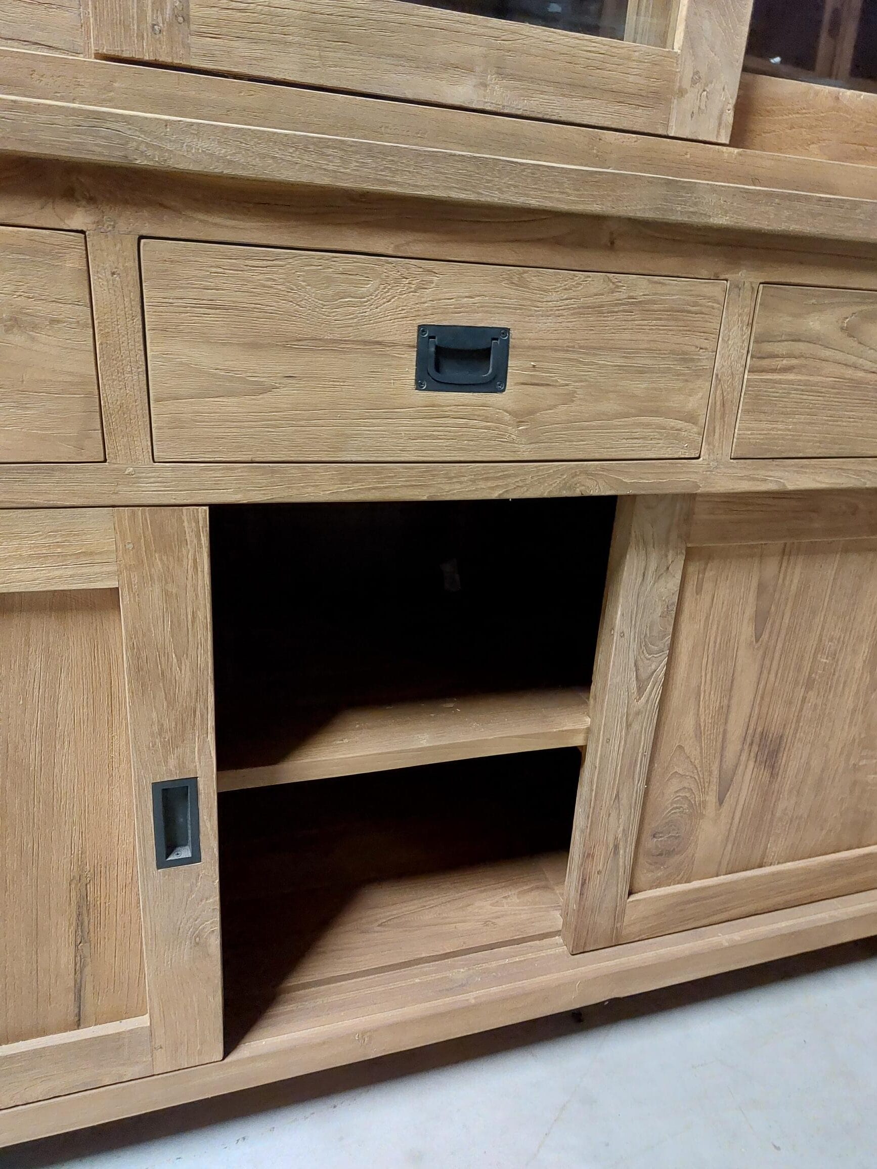 Teak Buffetkast Schuifdeuren Geborsteld - 165 x 210 cm - Afbeelding 5