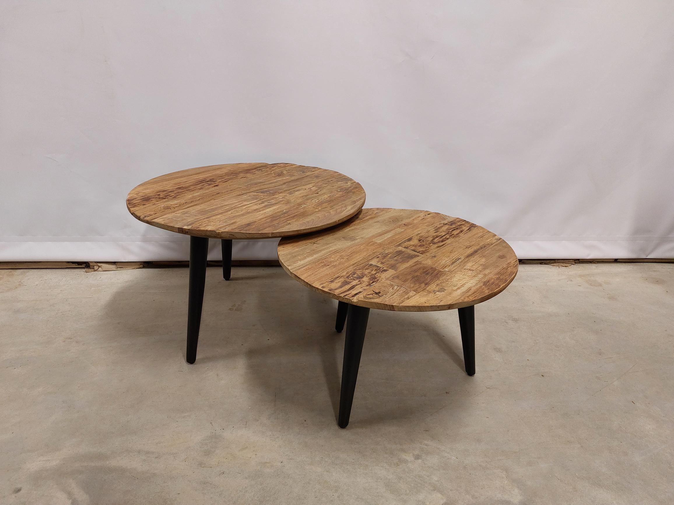 Ronde teak salontafels