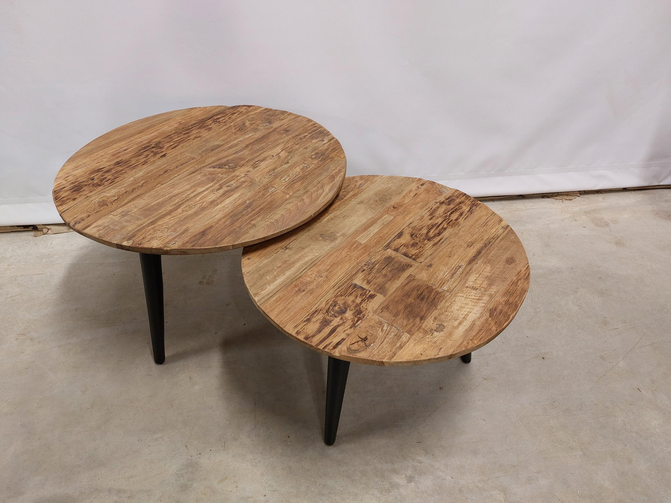 Ronde teak salontafels - Afbeelding 2