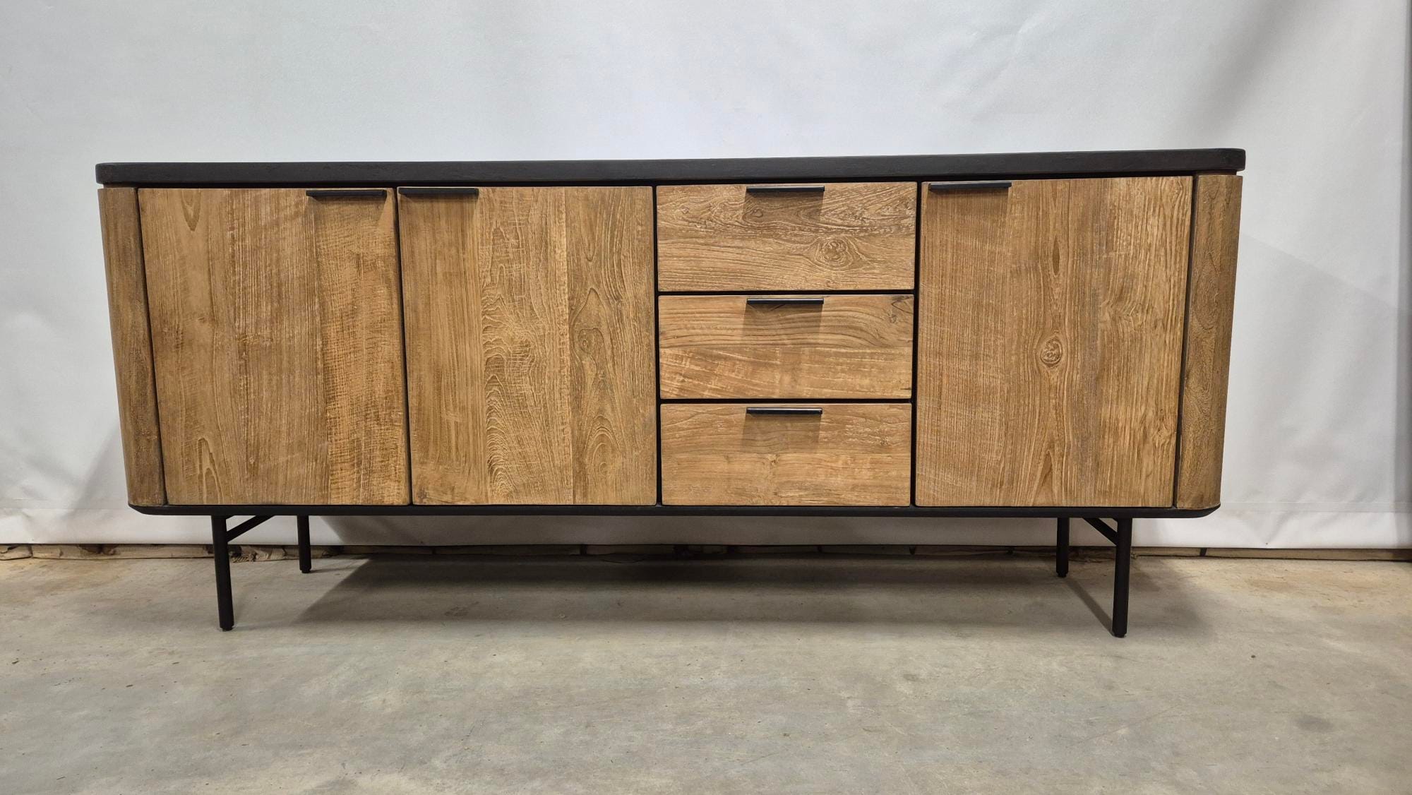 Dressoir met Afgeronde Kanten - Zwart Gemêleerd Blad 200 cm - Afbeelding 2
