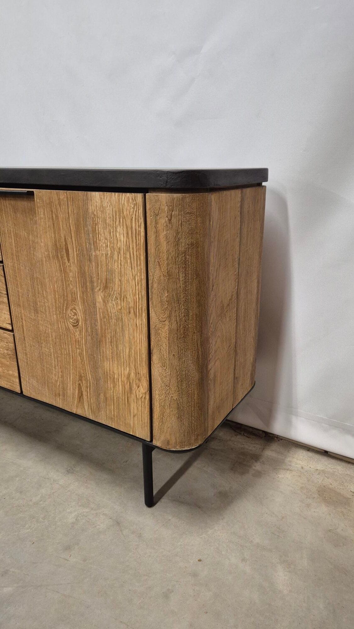 Dressoir met Afgeronde Kanten - Zwart Gemêleerd Blad 200 cm - Afbeelding 3