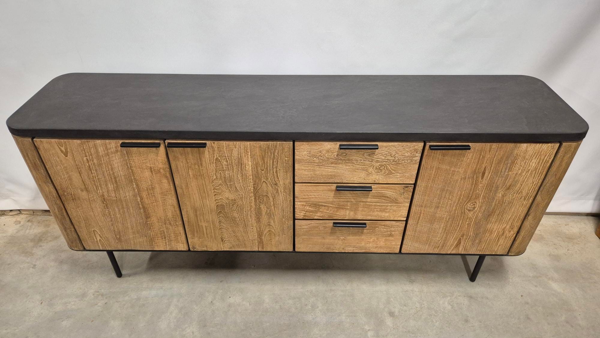 Dressoir met Afgeronde Kanten - Zwart Gemêleerd Blad 200 cm - Afbeelding 4