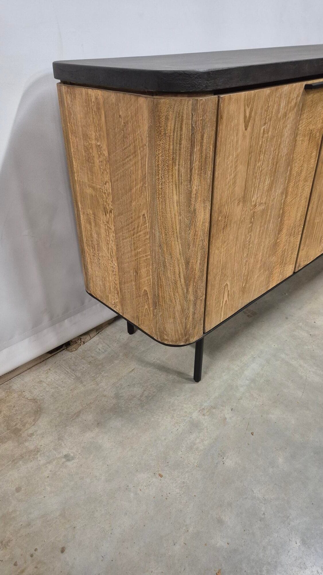 Dressoir met Afgeronde Kanten - Zwart Gemêleerd Blad 200 cm - Afbeelding 5