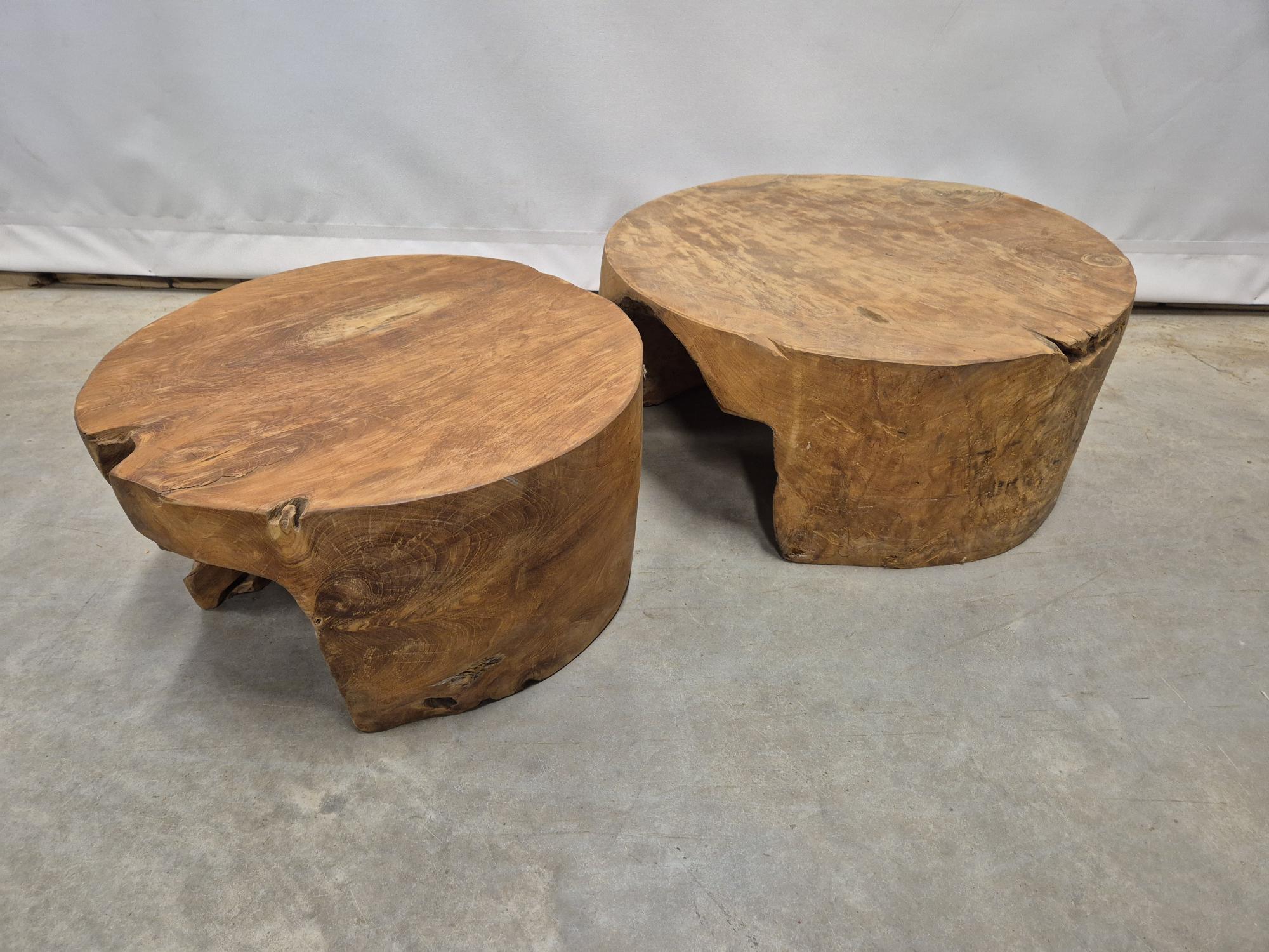 Massief teakhouten ronde salontafels