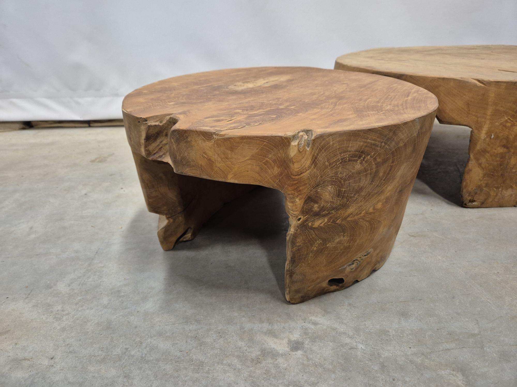 Massief teakhouten ronde salontafels - Afbeelding 2