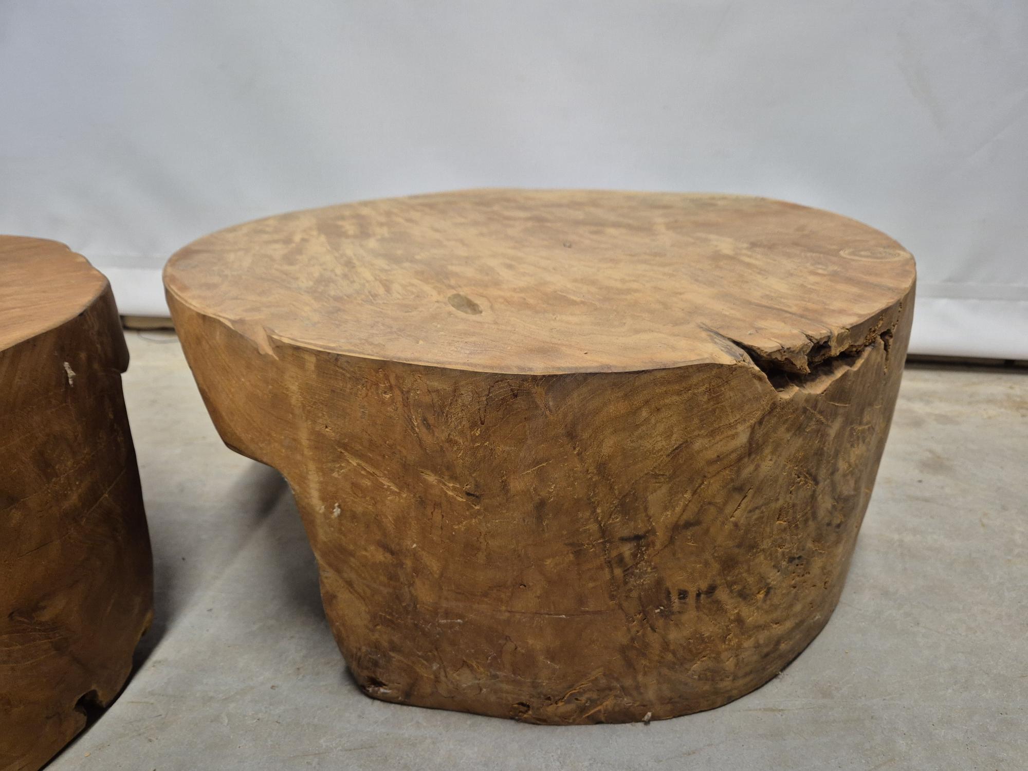 Massief teakhouten ronde salontafels - Afbeelding 3