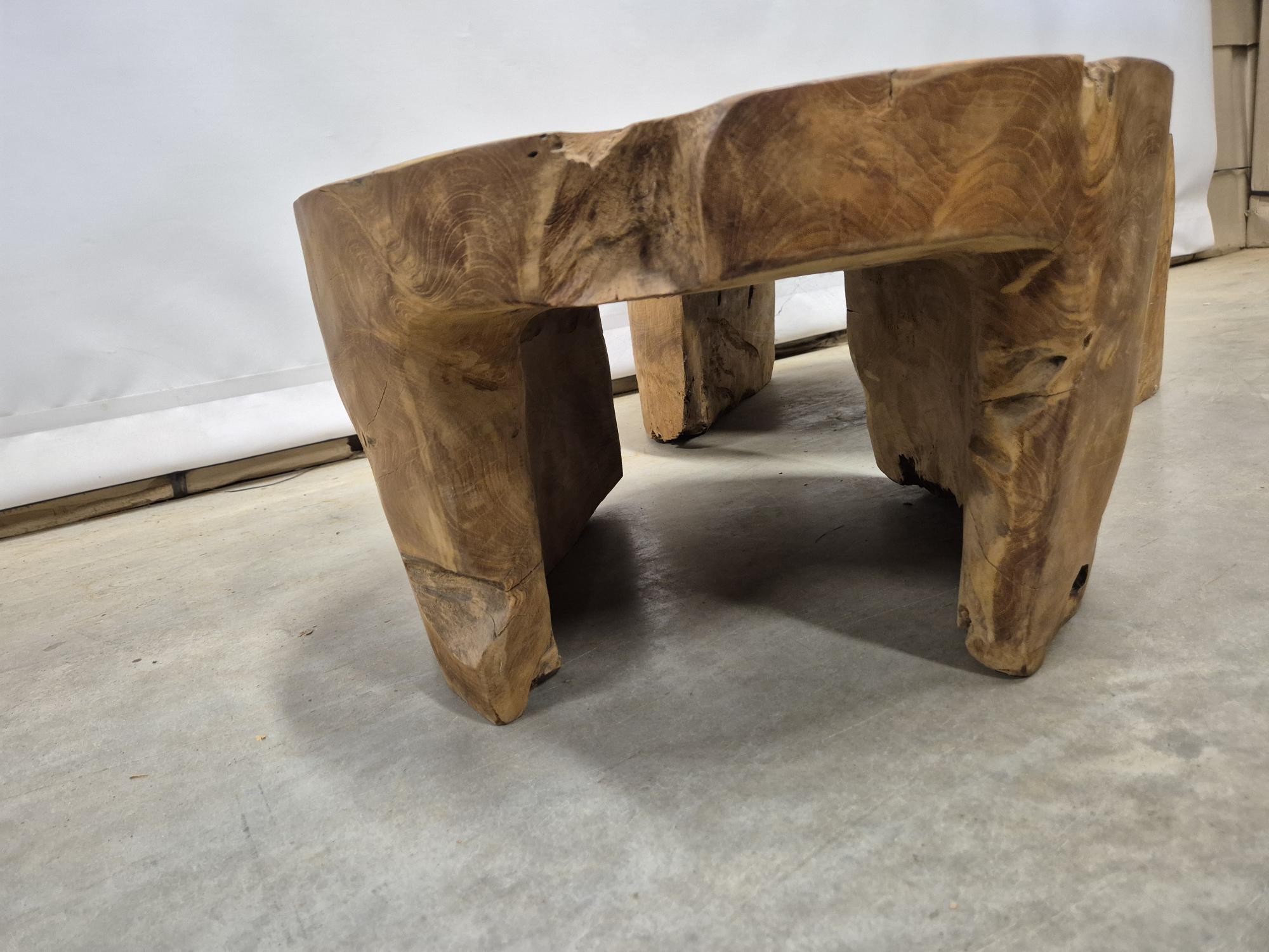 Massief teakhouten ronde salontafels - Afbeelding 4