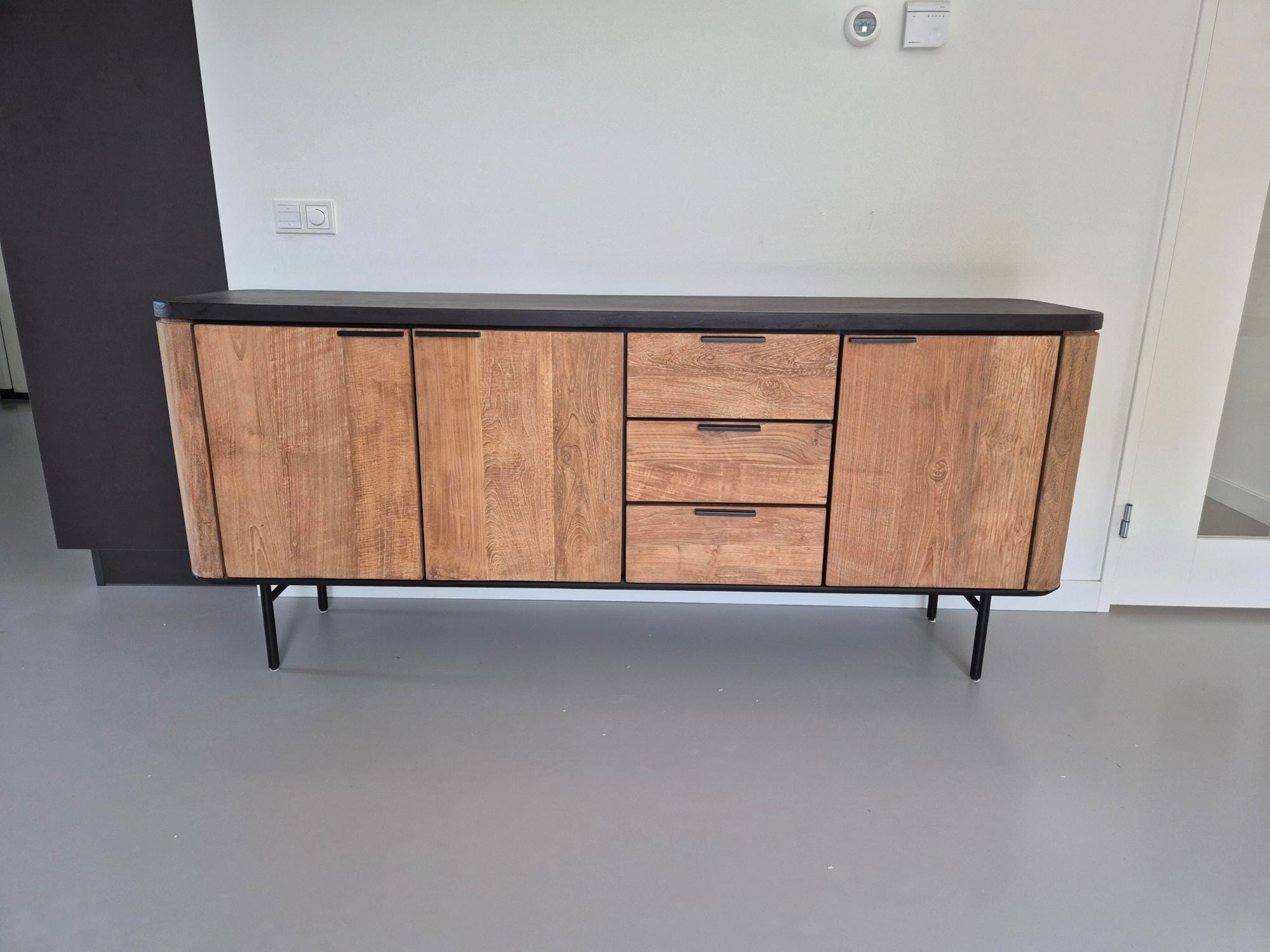 Dressoir met Afgeronde Kanten - Zwart Gemêleerd Blad 200 cm - Afbeelding 7