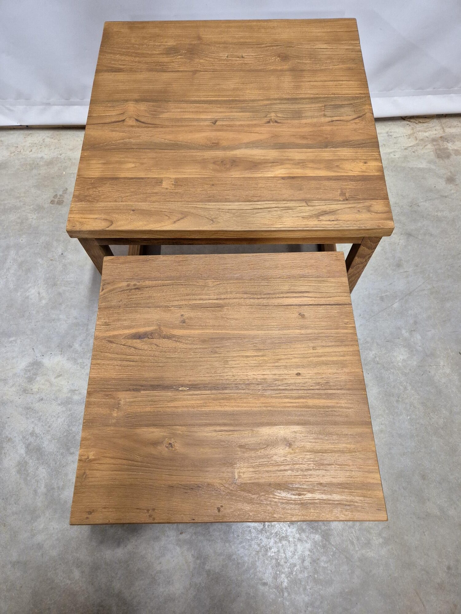 Set van 2 Massief Teakhouten Salontafels – Gerecycled Teak, Schuifbaar Design - Afbeelding 3