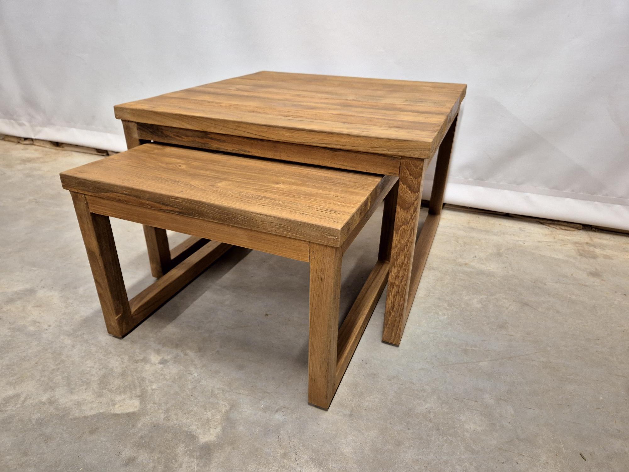 Set van 2 Massief Teakhouten Salontafels