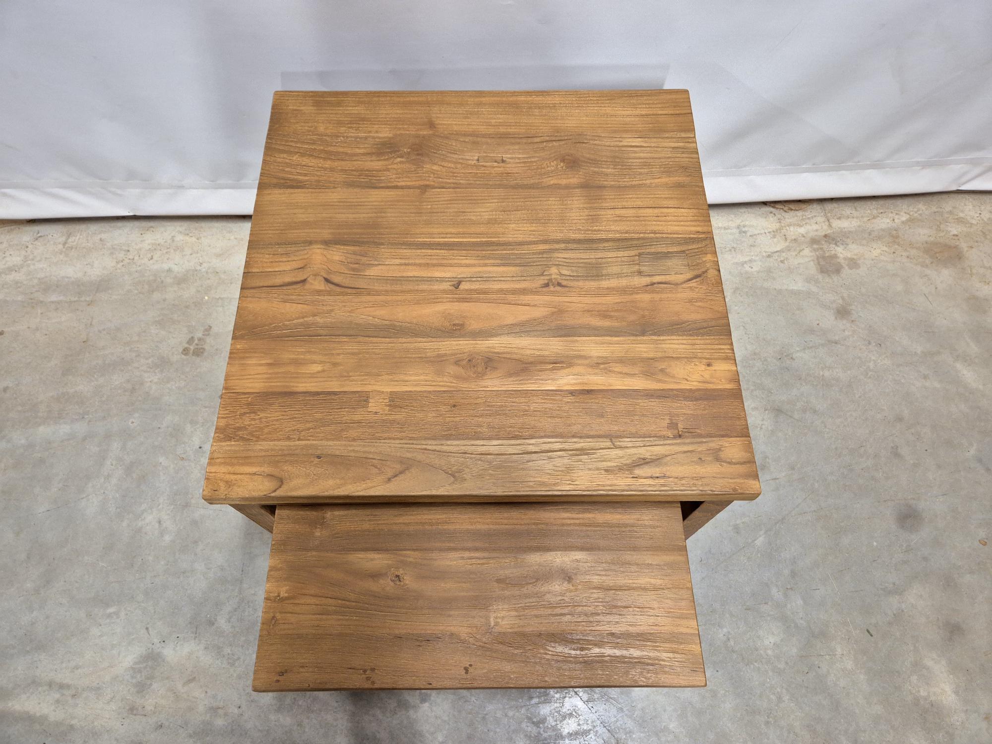 Set van 2 Massief Teakhouten Salontafels – Gerecycled Teak, Schuifbaar Design - Afbeelding 4