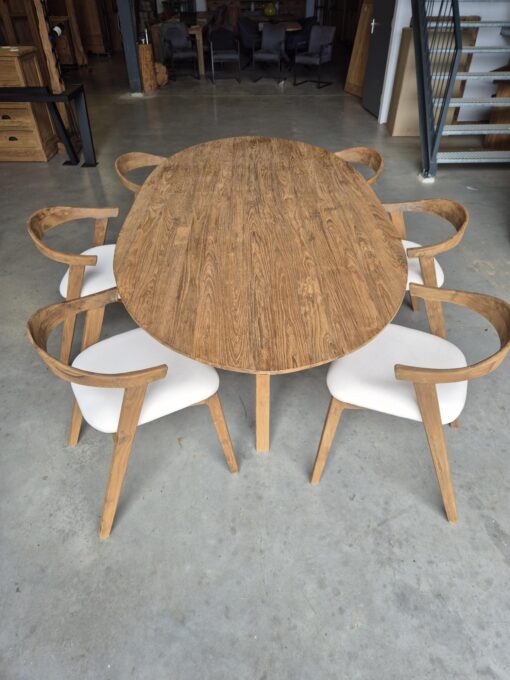 Massief Teakhouten Ovale Eettafel - Afbeelding 6