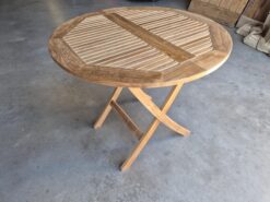 Ronde teakhouten klaptafel voor buiten
