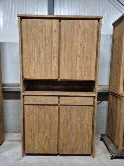 Alternative view of Massief Teakhouten Kast met 4 Deuren en Laden – Geborsteld Oud Teak (120x45x220 cm)