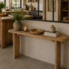 Massief teakhouten sidetable 120 cm met afgeronde hoeken