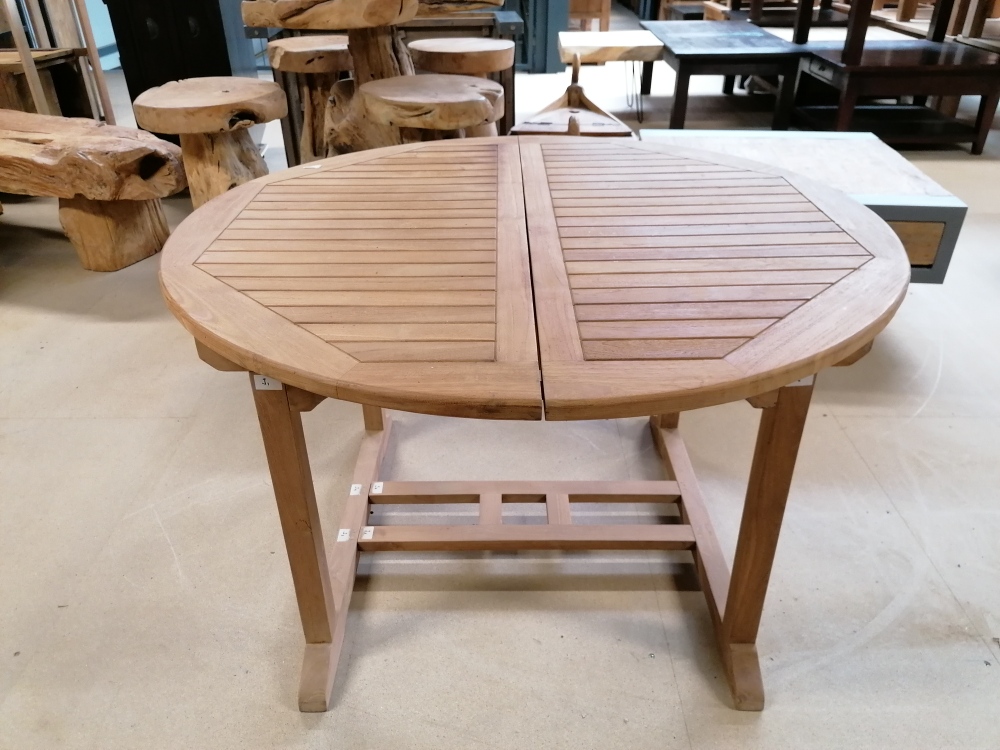 Ronde teakhouten tuintafel 120 cm uitschuifbaar naar 180 cm - Afbeelding 3