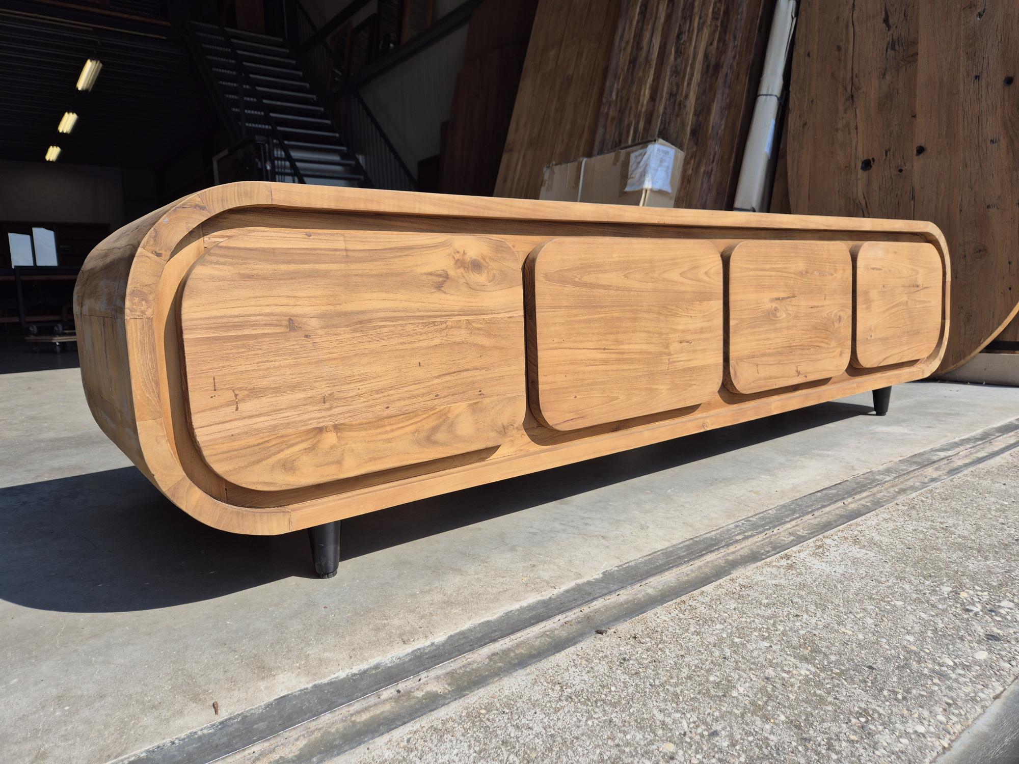 Organisch Teakhouten TV Meubel 200 cm – 4 Laden - Afbeelding 6