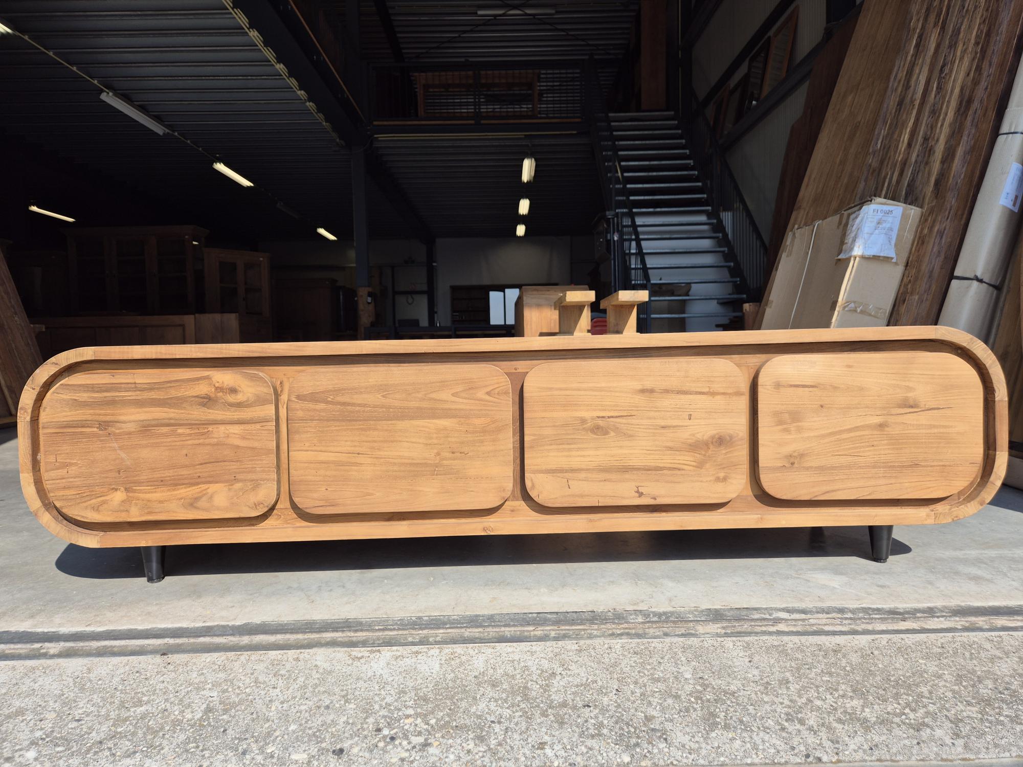 Organisch Teakhouten TV Meubel 200 cm – 4 Laden - Afbeelding 2