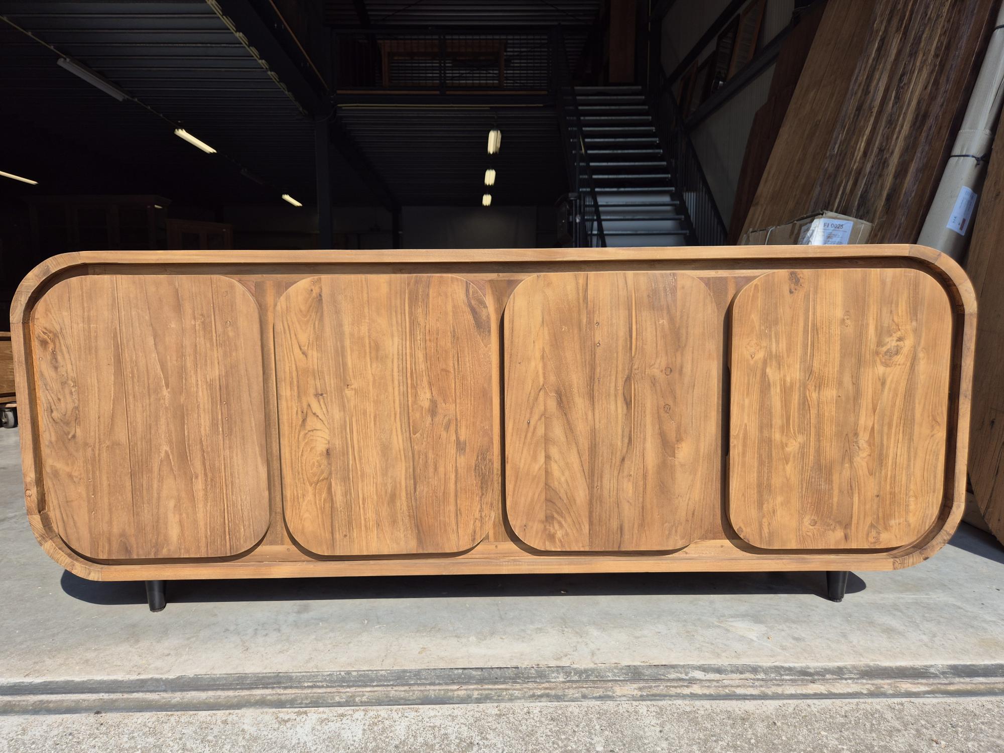Organisch Teakhouten Dressoir Flow 200 cm - Afbeelding 3