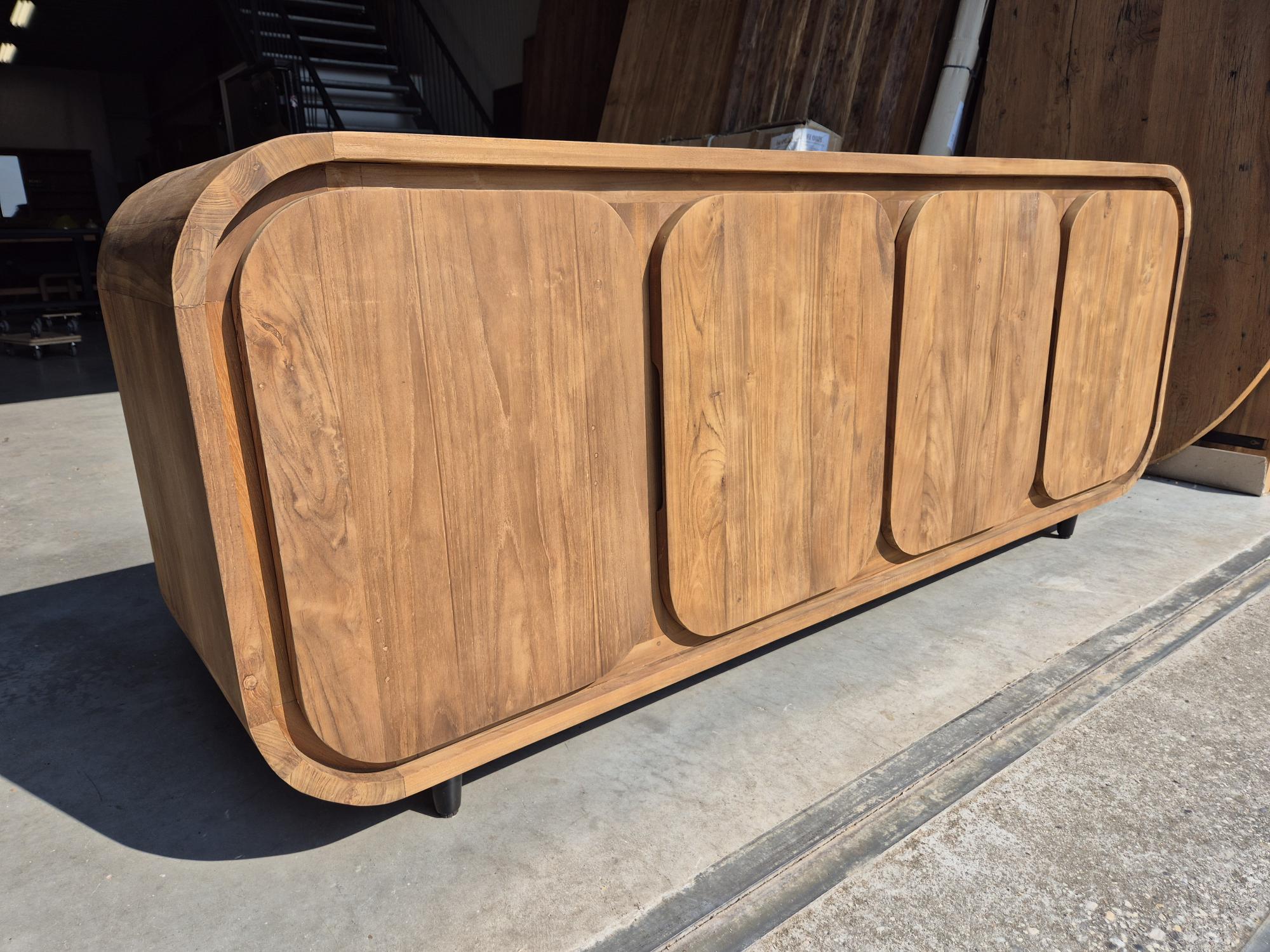 Organisch Teakhouten Dressoir Flow 200 cm - Afbeelding 6