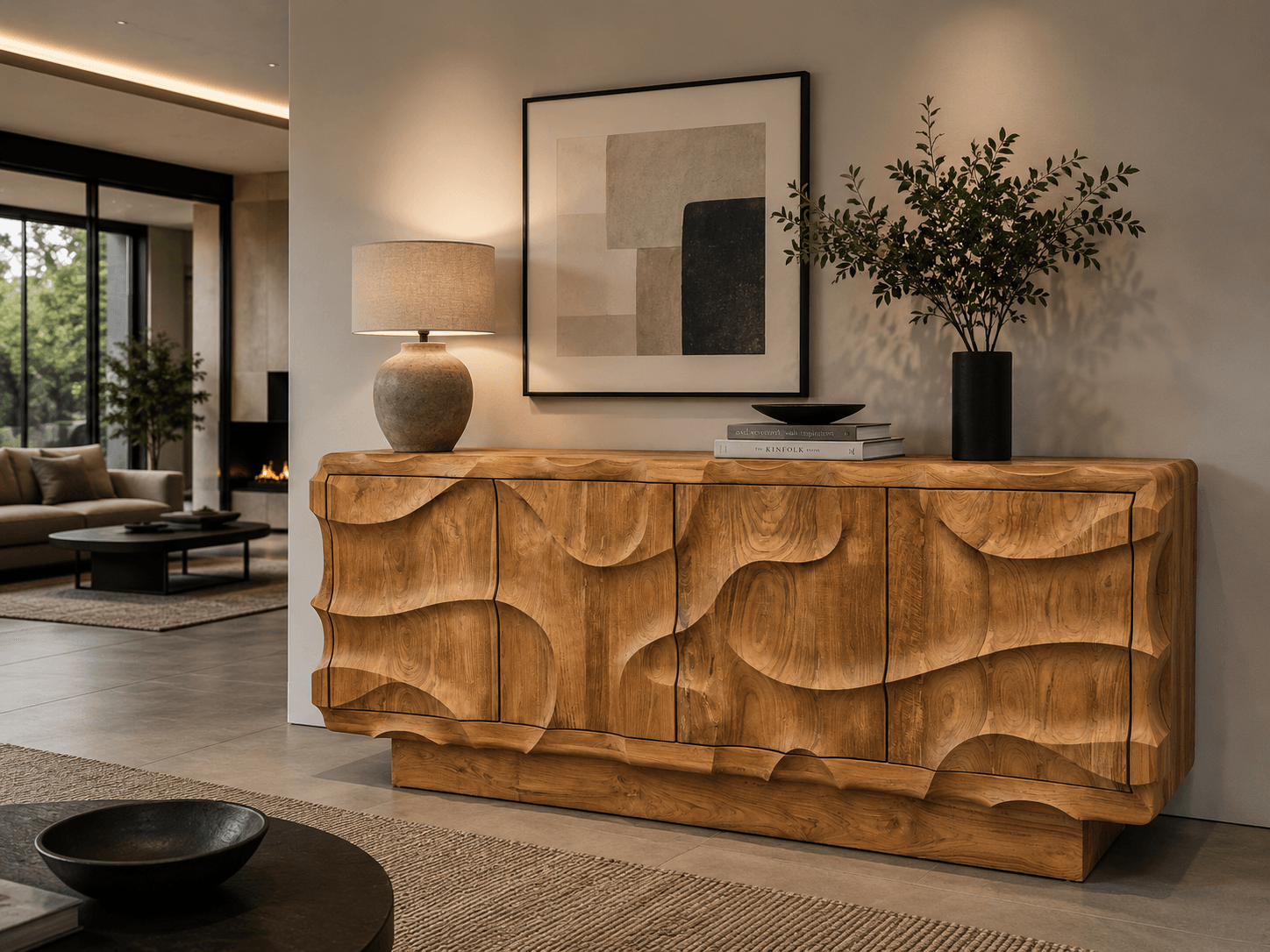 massief teakhouten dressoir 200 cm