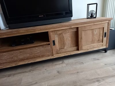 Industriële Teakhouten TV Meubel met Staal - 350 cm - Afbeelding 4