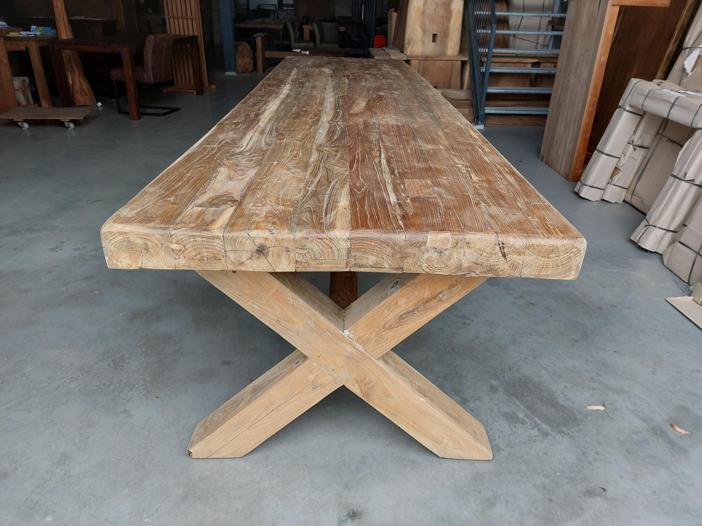 Grote Teakhouten Eettafel Binnen & Buiten - 400 x 100 cm - Afbeelding 2