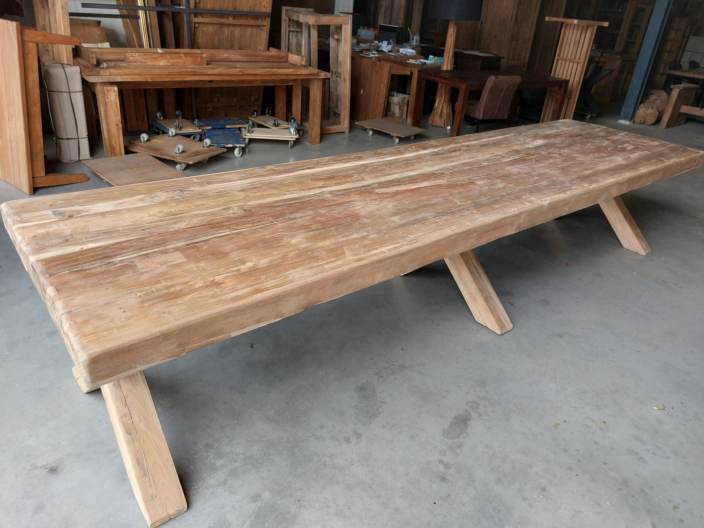 Grote Teakhouten Eettafel Binnen & Buiten - 400 x 100 cm - Afbeelding 4