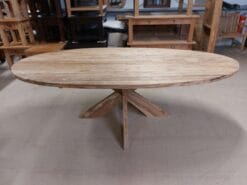 Ovale Teakhouten Eettafel Kruispoot - 240 x 120 cm