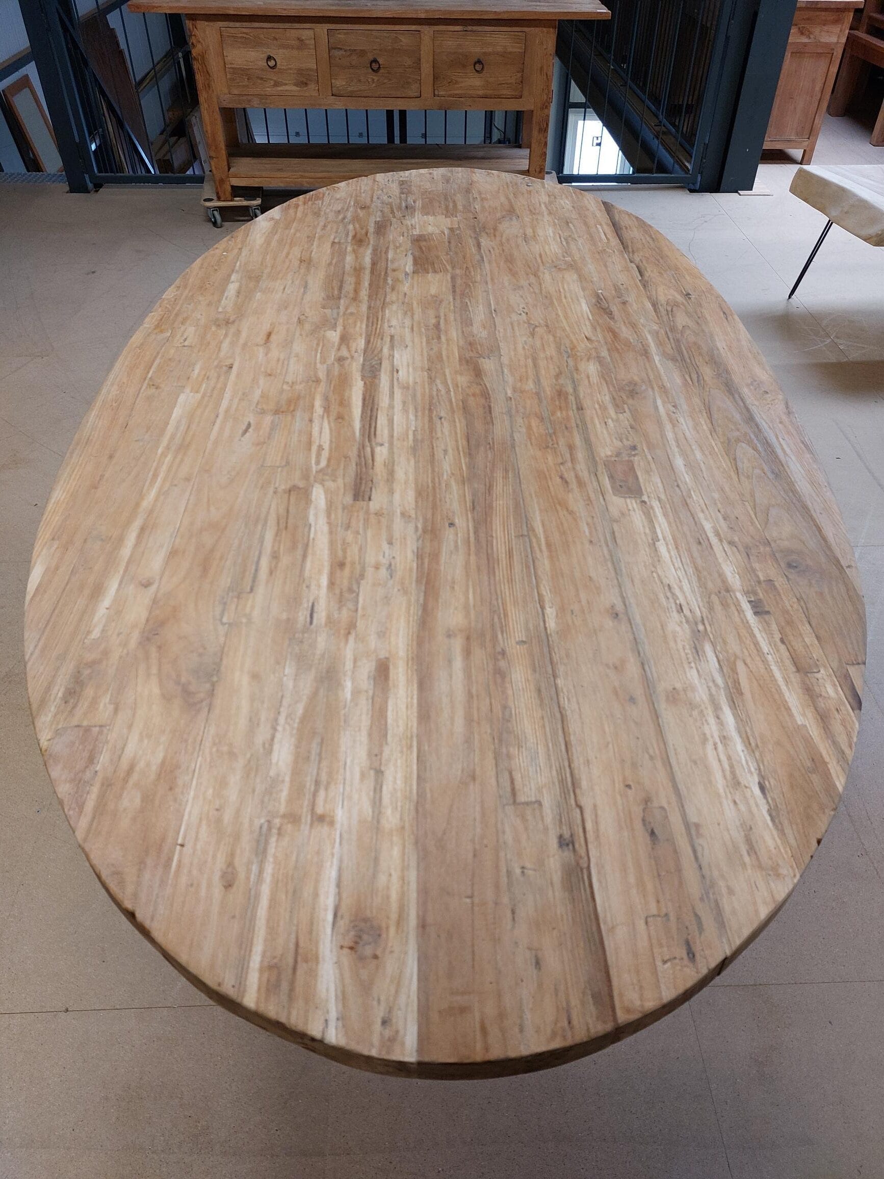 Ovale Teakhouten Eettafel Kruispoot - 240 x 120 cm - Afbeelding 4