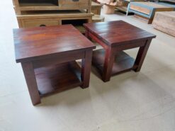 Koloniale Teak Bijzettafel 60x60 cm - Oud Hout Onderplank
