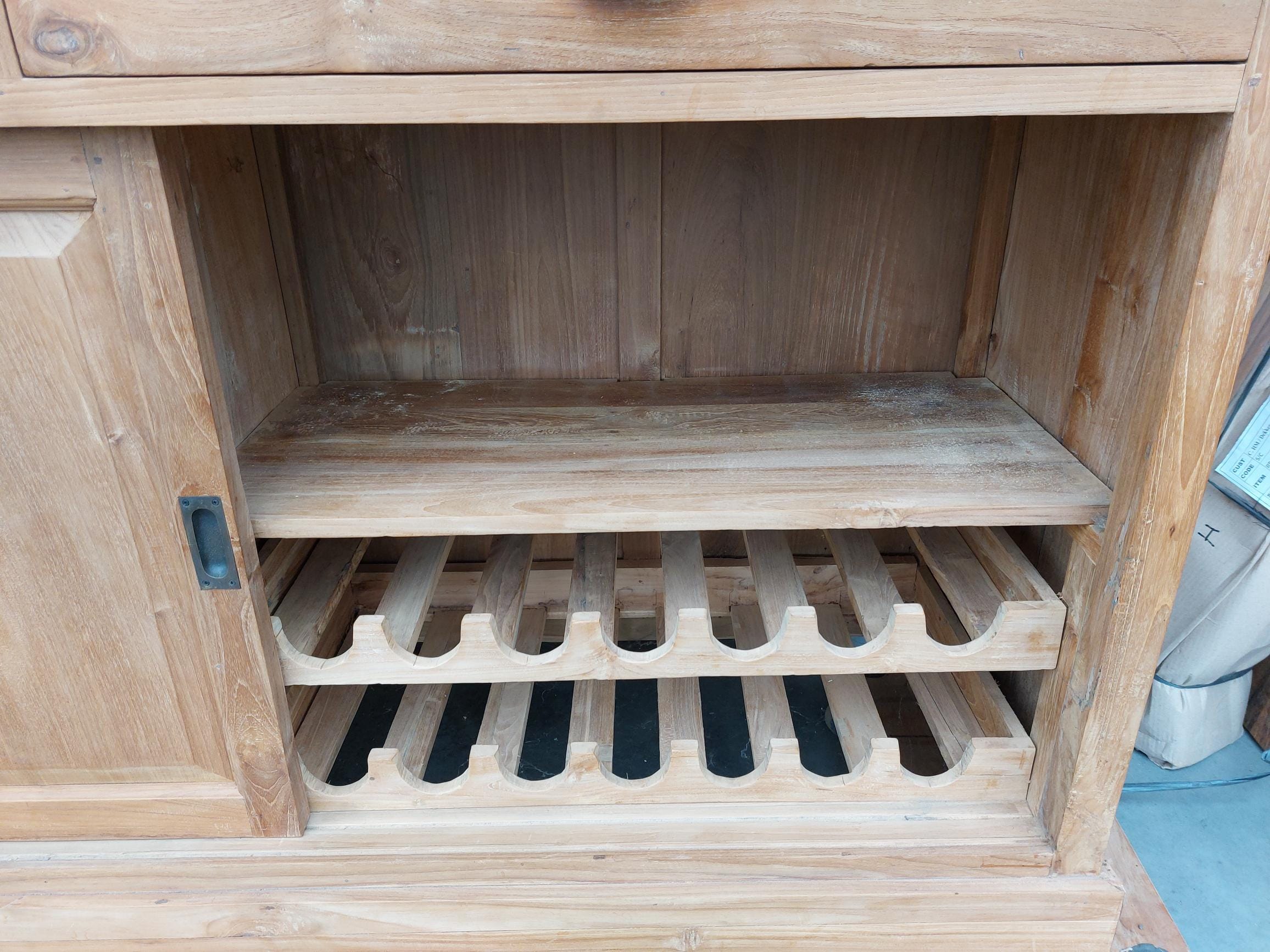 Teak Boekenkast met Ladder & Wijnrek - 260 x 230 cm - Afbeelding 4