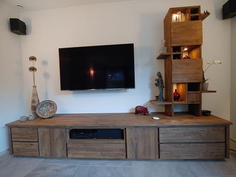 Maatwerk Teak TV Meubel 320 cm - Geborsteld Greeploos - Afbeelding 2