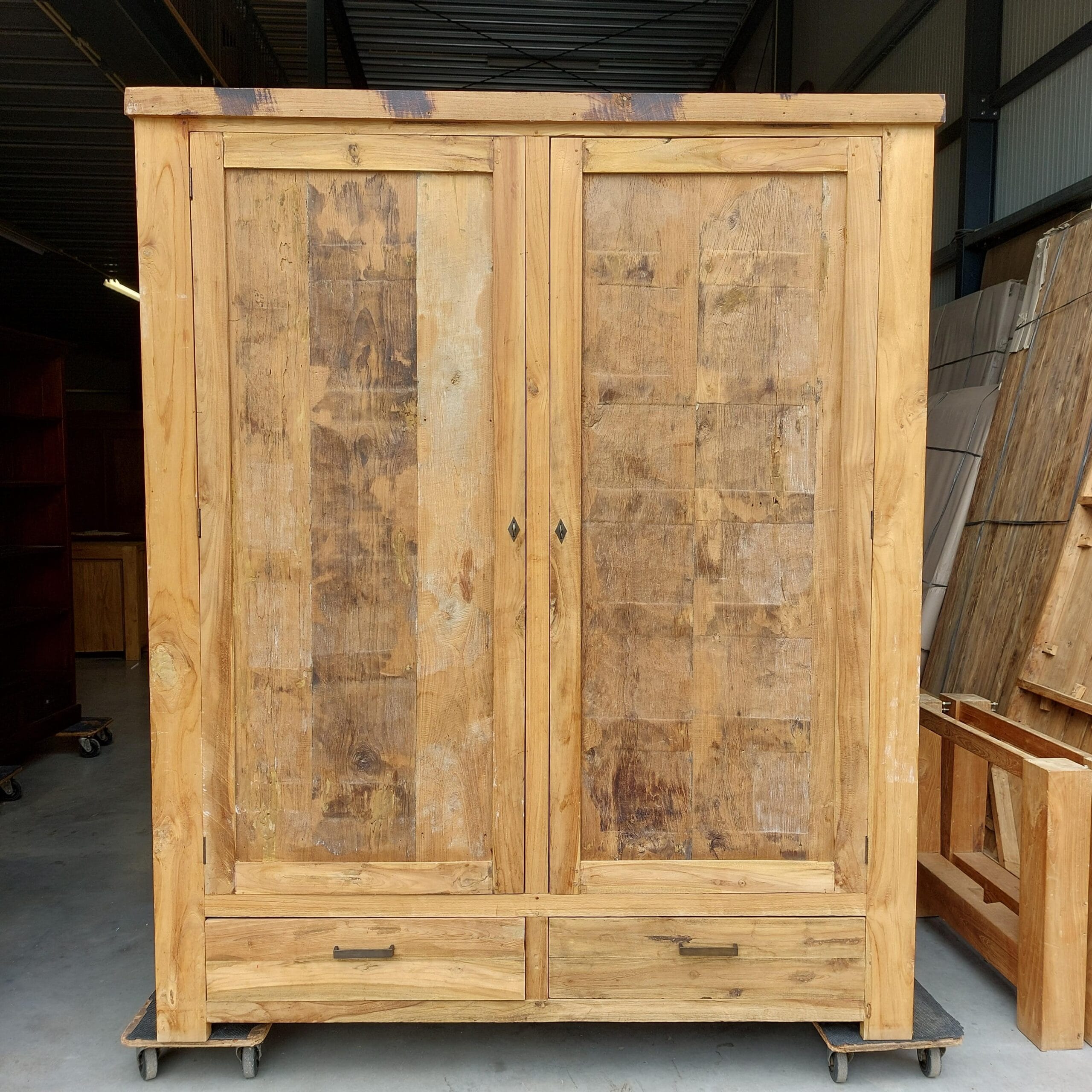 Dichte Teak Kast XXL Oud Hout - 180 x 60 x 220 cm Maatwerk