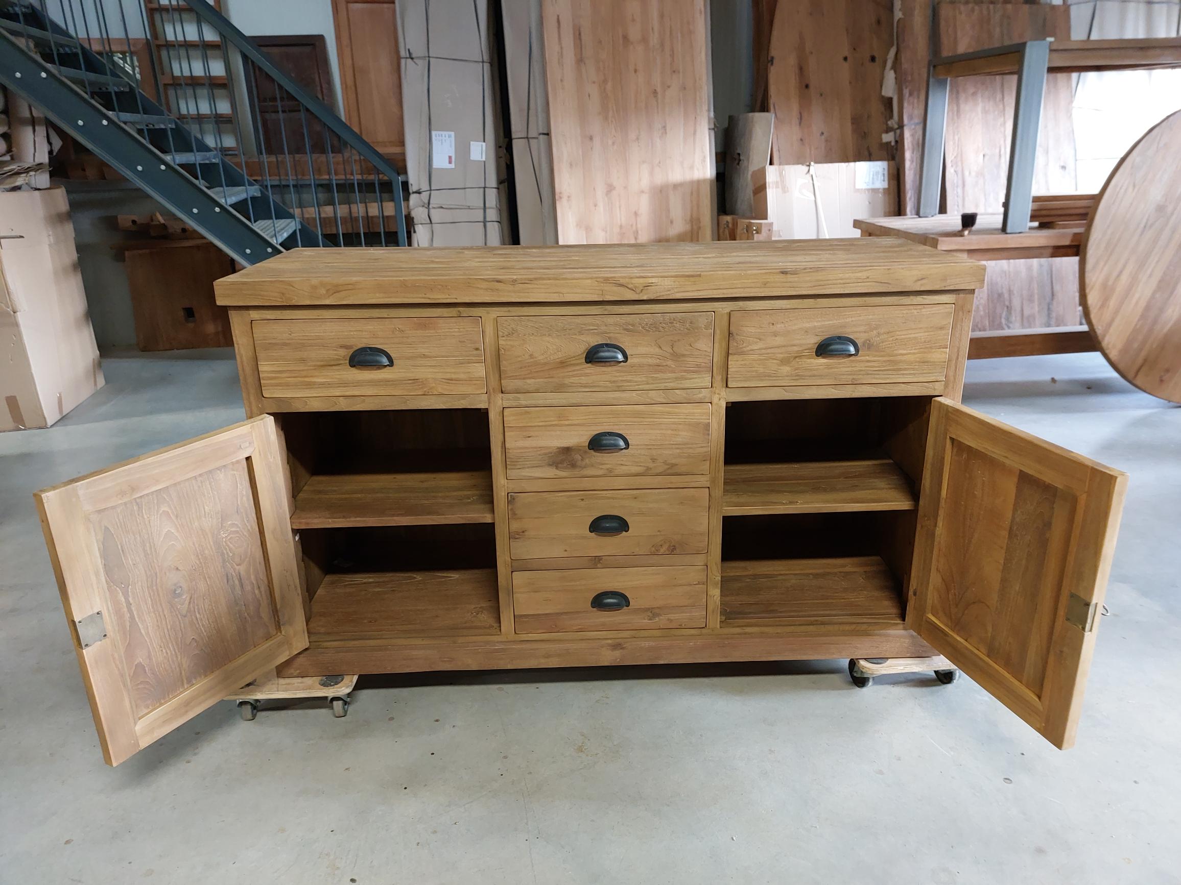 Grof Teakhouten Dressoir Oud Gerecycled Teak - 150 cm - Afbeelding 5