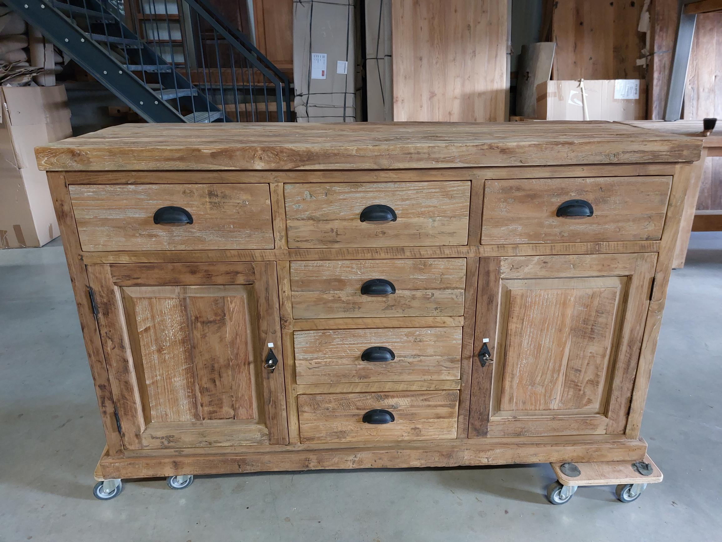 Grof Teakhouten Dressoir Oud Gerecycled Teak - 150 cm