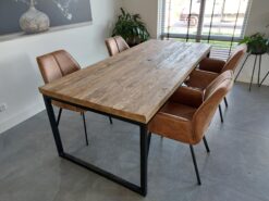 Robuuste Teakhouten Eettafel Staal - 240 cm (5 cm dik)
