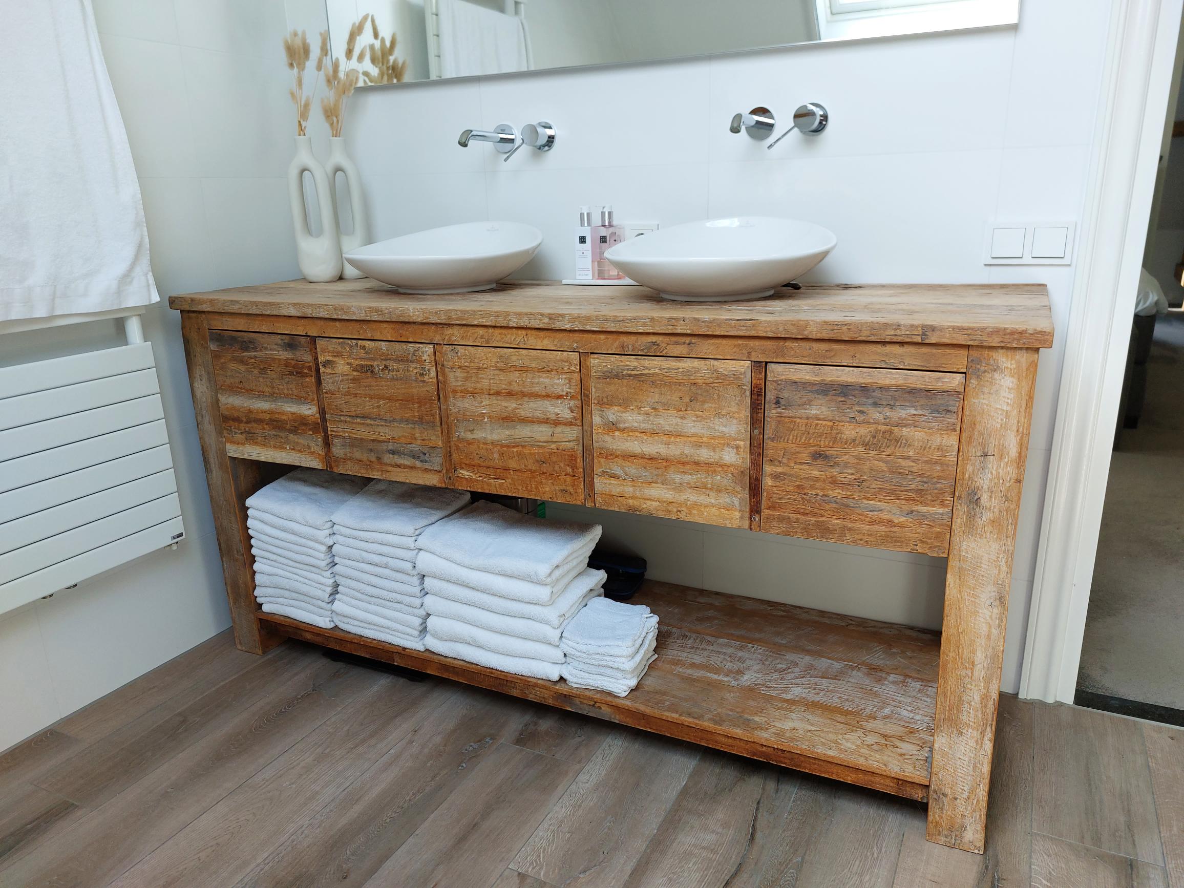 Teakhouten Badkamermeubel Oud Teak - 180 x 50 x 85 cm - Afbeelding 3