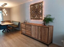 Industriële Teak Dressoir met Metalen Onderstel - 220 cm - Afbeelding 2