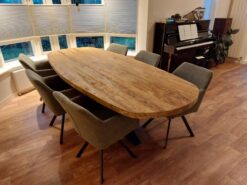 Ovale Industriële Teakhouten Eettafel - 260 x 110 cm - Afbeelding 2