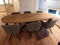 Ovale Industriële Teakhouten Eettafel - 260 x 110 cm - Afbeelding 4