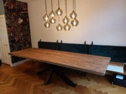 Teakhouten Eettafel Spinpoot Staal - 300 x 100 cm (5 cm) - Afbeelding 2