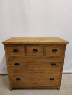 Onbehandelde Teak Ladenkast 104 cm - Oud Gerecycled 5 Laden - Afbeelding 2