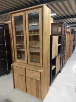 Moderne Teak Vitrinekast 100 cm - Oud Gerecycled Hout - Afbeelding 5