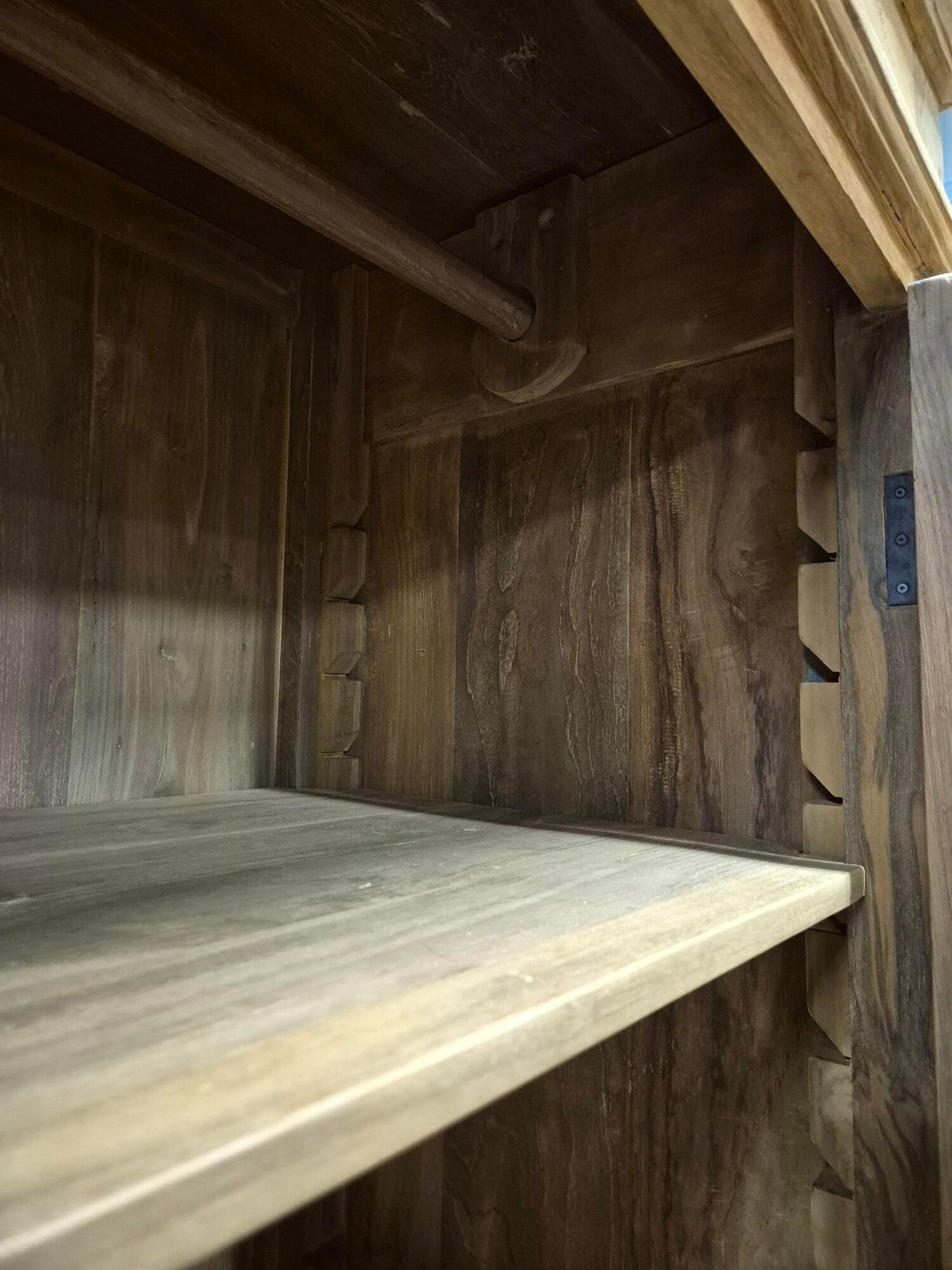 Teak Garderobekast 130 cm - Houten Kledingkast Met Laden - Afbeelding 3