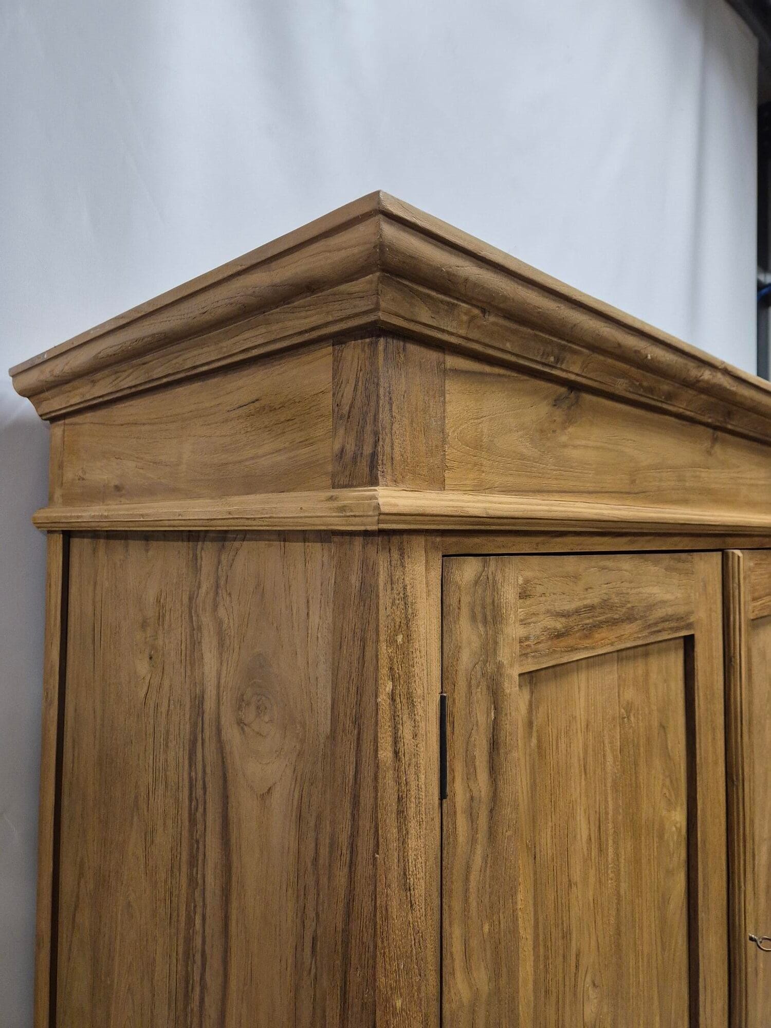 Teak Garderobekast 130 cm - Houten Kledingkast Met Laden - Afbeelding 4